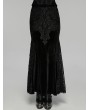 Punk Rave Black Gothic Sequin Embroidered Lace Velvet Fishtail Skirt