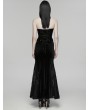 Punk Rave Black Gothic Sequin Embroidered Lace Velvet Fishtail Skirt