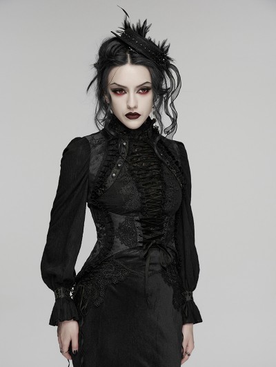 Punk Rave Black Retro Gothic Palace Underbust Corset Vest for Women