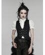 Punk Rave Black Gothic Ruffle V-Neck Drawstring Vest for Women