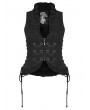 Punk Rave Black Gothic Ruffle V-Neck Drawstring Vest for Women