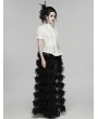 Punk Rave White Gothic Classical Ruffle Short Sleeve Shirt for Women