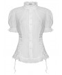 Punk Rave White Gothic Classical Ruffle Short Sleeve Shirt for Women