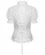 Punk Rave White Gothic Classical Ruffle Short Sleeve Shirt for Women