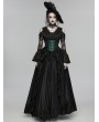 Punk Rave Black and Green Gothic Rose Bead Tassel Corset Waistband