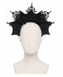 Devil Fashion Black Gothic Velevt Rose Beaded Chain Bat Wing Headband