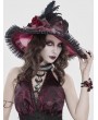 Devil Fashion Gothic Red Rose Lace Feathered Victorian Hat