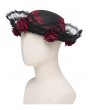 Devil Fashion Black and Red Gothic Rose Lace Applique Hat