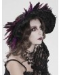 Devil Fashion Black and Purple Gothic Lace Feather Victorian Hat