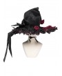 Devil Fashion Black and Red Retro Gothic Rose Pointy Witch Hat