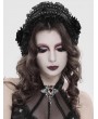 Devil Fashion Black Gothic Rose Lace Bonnet Headband