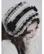 Devil Fashion White and Black Gothic Rose Lace Bonnet Headband