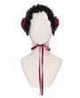 Devil Fashion Black and Red Gothic Rose Lace Bonnet Headband