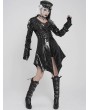 Devil Fashion Black Gothic Punk Batwing Hem Leather Jacket for Women