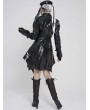Devil Fashion Black Gothic Punk Batwing Hem Leather Jacket for Women