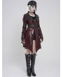 Devil Fashion Red and Black Gothic Punk Batwing Hem Leather Jacket for Women