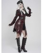 Devil Fashion Red and Black Gothic Punk Batwing Hem Leather Jacket for Women