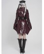 Devil Fashion Red and Black Gothic Punk Batwing Hem Leather Jacket for Women