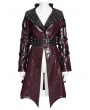 Devil Fashion Red and Black Gothic Punk Batwing Hem Leather Jacket for Women