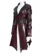 Devil Fashion Red and Black Gothic Punk Batwing Hem Leather Jacket for Women