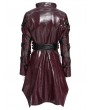 Devil Fashion Red and Black Gothic Punk Batwing Hem Leather Jacket for Women