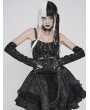 Devil Fashion Black Punk Gothic Lace-Up Mesh Zip Gloves