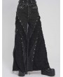 Devil Fashion Black Gothic Distressed Eyelet Punk Wide Leg Pants for Women