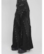 Devil Fashion Black Gothic Distressed Eyelet Punk Wide Leg Pants for Women