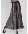 Devil Fashion Black Gothic Punk Chained Mesh Perspective Pants for Women