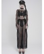 Devil Fashion Black Gothic Punk Chained Mesh Perspective Pants for Women