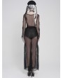 Devil Fashion Black Gothic Punk Chained Mesh Perspective Pants for Women