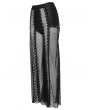 Devil Fashion Black Gothic Punk Chained Mesh Perspective Pants for Women