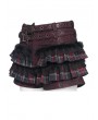 Devil Fashion Red Gothic Plaid Fur Trim Frill Hot Pants for Women