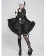 Devil Fashion Black Gothic Punk Halter Off-Shoulder Irregular Top for Women