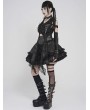 Devil Fashion Black Gothic Punk Halter Off-Shoulder Irregular Top for Women