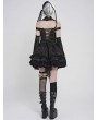Devil Fashion Black Gothic Punk Halter Off-Shoulder Irregular Top for Women