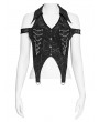Devil Fashion Black Gothic Punk Halter Off-Shoulder Irregular Top for Women