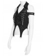 Devil Fashion Black Gothic Punk Halter Off-Shoulder Irregular Top for Women