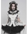 Devil Fashion White Retro Gothic Ruffles Lace Beaded Short Sleeve Shirt for Women
