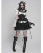 Devil Fashion White Retro Gothic Ruffles Lace Beaded Short Sleeve Shirt for Women