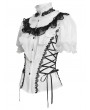 Devil Fashion White Retro Gothic Ruffles Lace Beaded Short Sleeve Shirt for Women