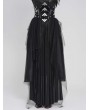 Devil Fashion Black Gothic Punk Corset Belted Irregular Layered Long Skirt