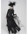 Devil Fashion Black Gothic Punk Corset Belted Irregular Layered Long Skirt