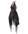 Devil Fashion Black and Red Sexy Gothic Halter Cut Out Irregular Ruffle Dress