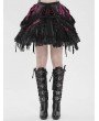Devil Fashion Black and Red Gothic Velvet Embroidered Fringe Short Skirt