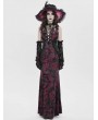 Devil Fashion Black and Red Retro Sexy Gothic Plunging Strappy Velvet Long Fishtail Dress