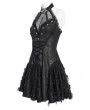 Devil Fashion Black Gothic Mesh Spliced Halter Short Party Dress