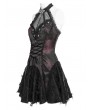 Devil Fashion Black and Red Gothic Mesh Spliced Halter Short Party Dress