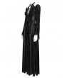 Devil Fashion Black Sexy Gothic Deep V-Neck High Slit Velvet Maxi Dress