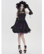 Devil Fashion Black and Purple Gothic Beaded Floral Lace Short Party Dress